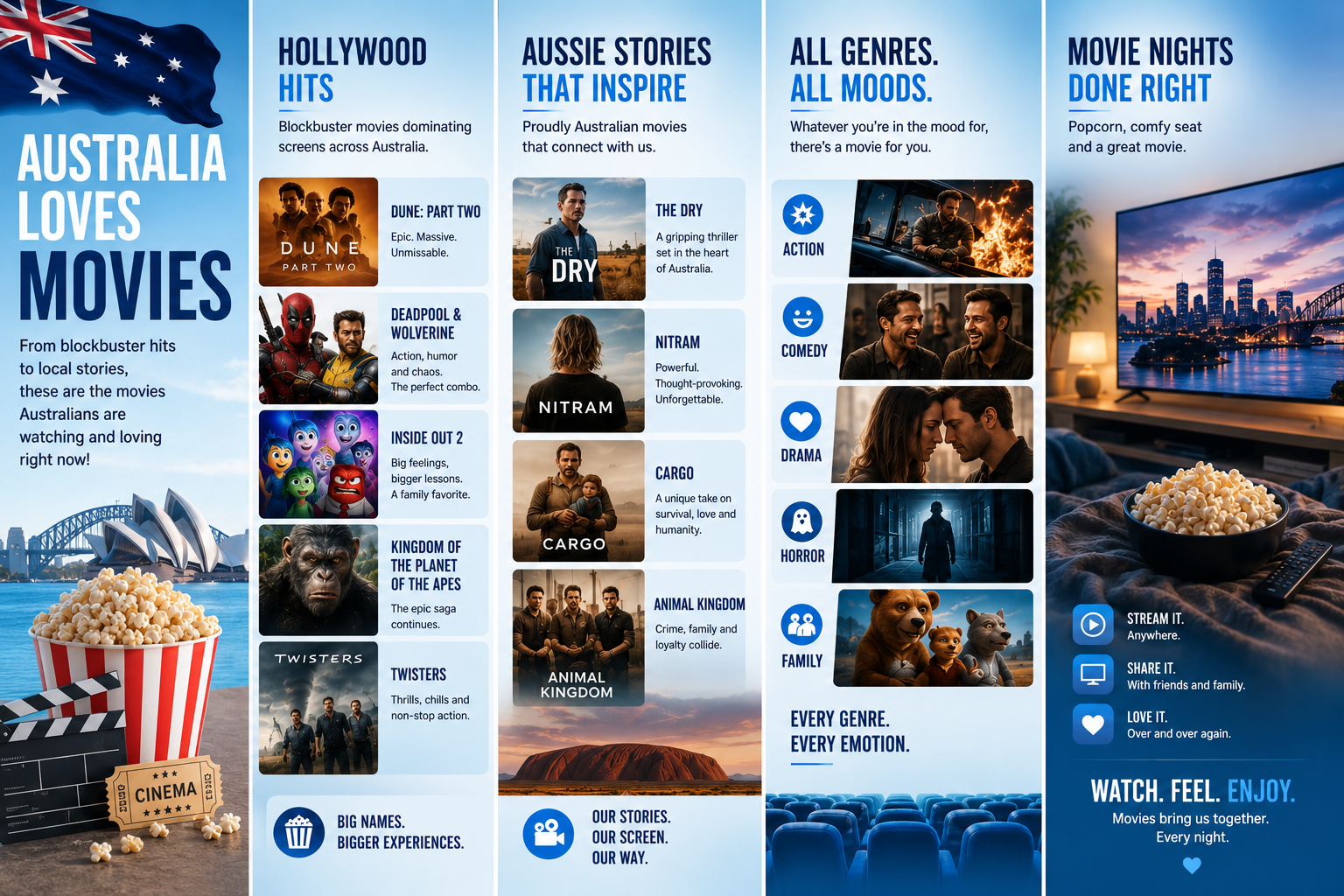 IPTV Australia movies streaming guide featuring Hollywood hits, Australian stories, action, comedy, drama, horror and family entertainment